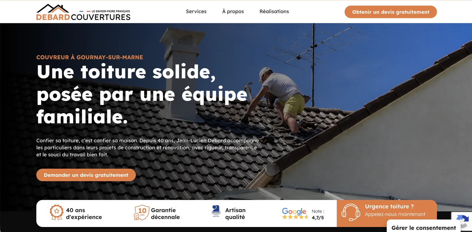 Capture principale du site — Debard Couvertures