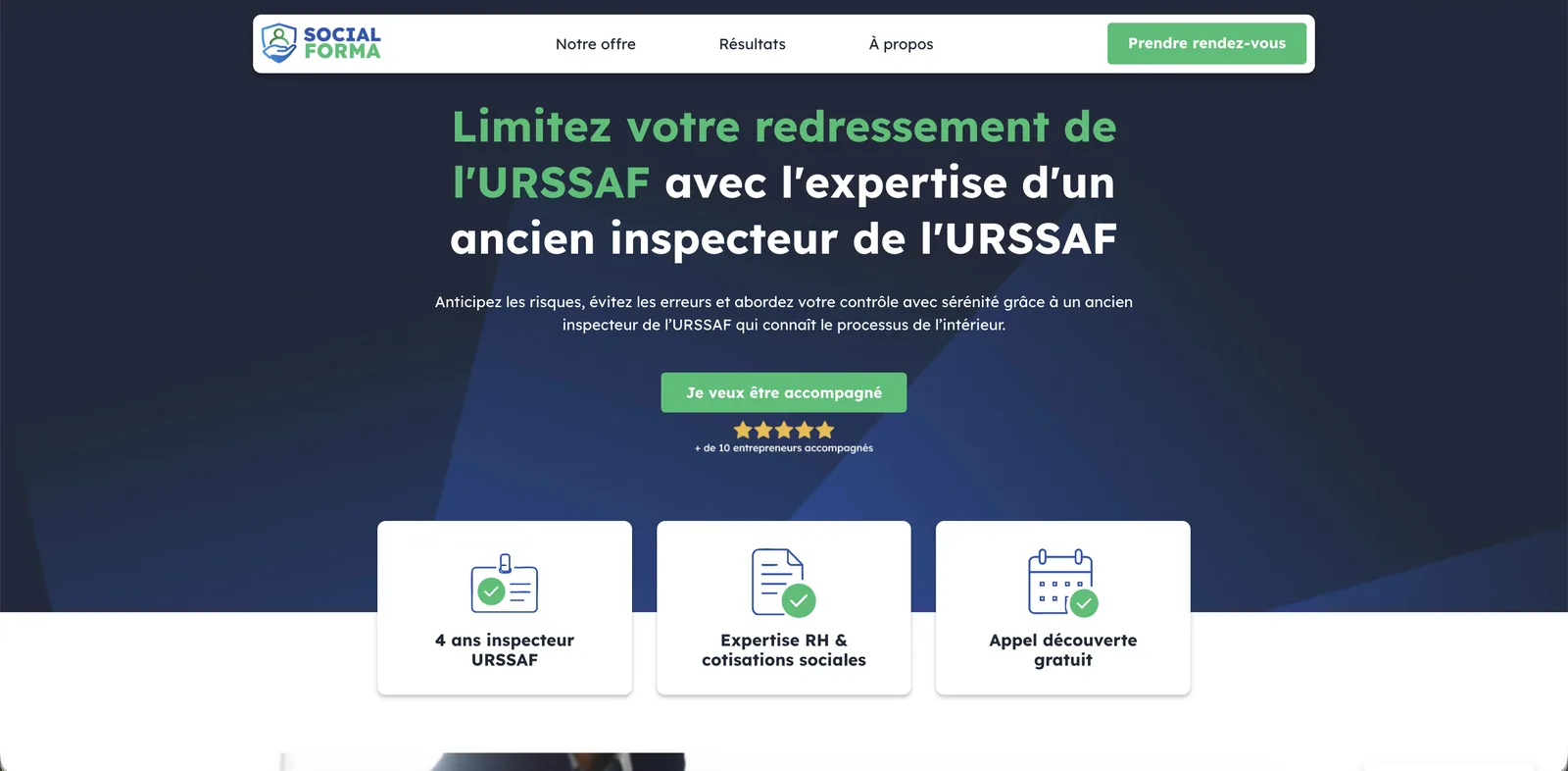 Capture principale du site — Socialforma
